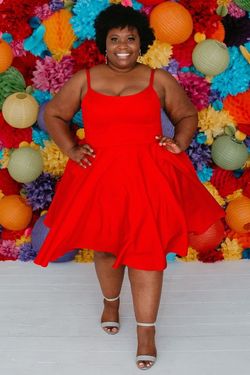 Style CECE_RED26_34AEF Sydneys Closet Red Size 26 Hot Pink Silk Tall Height Satin Straight Dress on Queenly