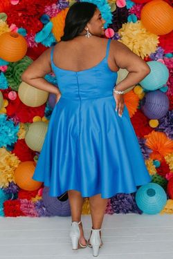 Style CECE_ROYALBLUE14_E0EE1 Sydneys Closet Blue Size 14 Satin Barbiecore Floor Length Straight Dress on Queenly