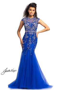 Style ADELINE_ROYALBLUE12_CA1C6 Johnathan Kayne Blue Size 12 Flare Embroidery Floor Length Mermaid Dress on Queenly