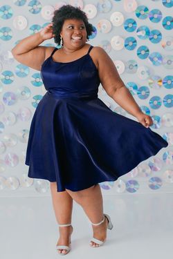 Style VELMA_NAVY16_2C520 Sydneys Closet Blue Size 16 Corset Plus Size Military Straight Dress on Queenly