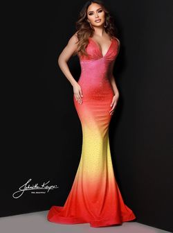 Style ESME Johnathan Kayne Red Size 0 Tall Height Ombre Shiny Floor Length Esme Straight Dress on Queenly