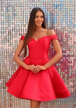 Style KIRBY_RED14_E2133 Clarisse Red Size 14 Tall Height Floor Length Black Tie Prom Straight Dress on Queenly