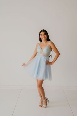 Style MYKI_LIGHTBLUE14_8902B Coya Blue Size 14 Sequined V Neck Tall Height Straight Dress on Queenly