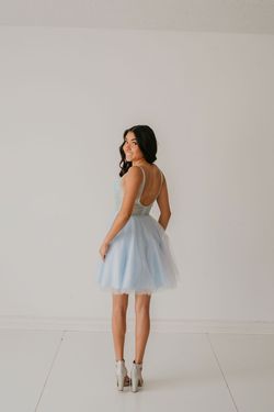 Style MYKI_LIGHTBLUE14_8902B Coya Blue Size 14 Tulle Tall Height Sequined Straight Dress on Queenly