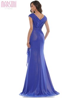 Style ALEXA_ROYALBLUE12_51286 Colors Blue Size 12 Sleeves Belt Tulle Military V Neck Straight Dress on Queenly