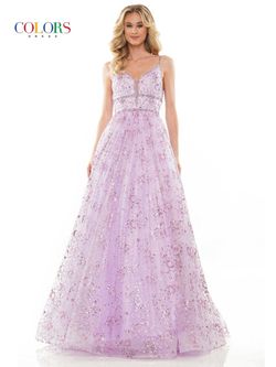Style WHITNEY_LILAC12_8D576 Colors Purple Size 12 V Neck Black Tie Sequined Belt Ball gown on Queenly