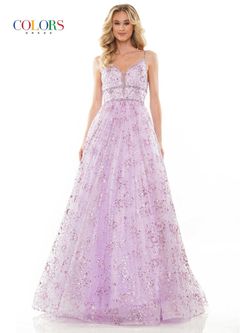 Style WHITNEY_LILAC12_8D576 Colors Purple Size 12 Black Tie Spaghetti Strap Sequined Sheer Ball gown on Queenly