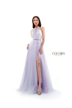 Style ANNABEL_LILAC12_56FD0 Colors Purple Size 12 Prom Side Slit Sheer Floral Ball gown on Queenly
