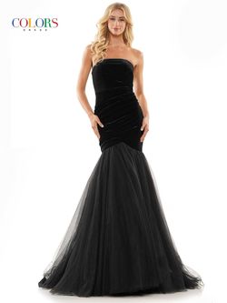 Style HONEY_BLACK4_8272E Colors Black Size 4 Military Velvet Mermaid Dress on Queenly