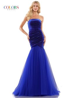 Style HONEY_ROYALBLUE2_B0529 Colors Blue Size 2 Black Tie Tulle Mermaid Dress on Queenly