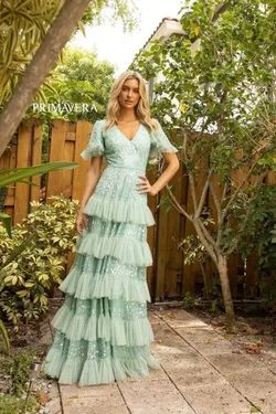 Style MANNING Primavera Green Size 2 Pageant Floor Length Cap Sleeve Prom Ball gown on Queenly