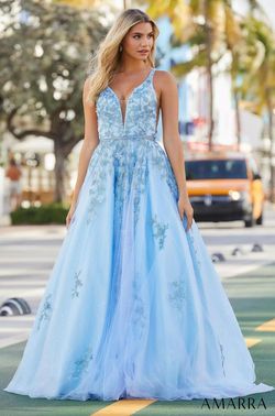 Style AVIE Amarra Blue Size 10 Prom Tall Height Ball gown on Queenly