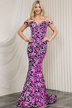 Style ANNEKE_FUCHSIA6_2294C Amelia Couture Pink Size 6 Black Tie Straight Dress on Queenly