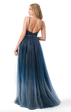Style CANDIE_NAVY14_444E6 Coya Blue Size 14 Tall Height Ombre Floor Length Shiny Ball gown on Queenly