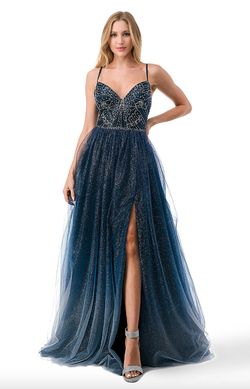 Style CANDIE_NAVY14_444E6 Coya Blue Size 14 Black Tie Plus Size Ball gown on Queenly