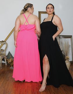 Style ROSIE_HOTPINK16_C372B Athena Pink Size 16 Corset Side Slit Tall Height Ball gown on Queenly