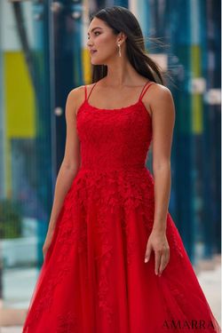 Style BELLA_RED16_2D163 Amarra Red Size 16 Tall Height Floor Length Ball gown on Queenly