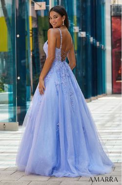 Style LILLY_PERIWINKLE10_FD403 Amarra Blue Size 10 Floor Length Prom Black Tie Tall Height Ball gown on Queenly