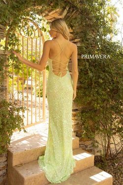 Style AUDREY_EMERALDGREEN4_AF2A8 Primavera Green Size 4 Prom Euphoria Floor Length Side slit Dress on Queenly