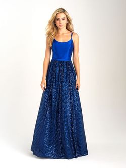 Style MYRIAM Madison James Blue Size 2 Sequin Tall Height Sequined Ball gown on Queenly