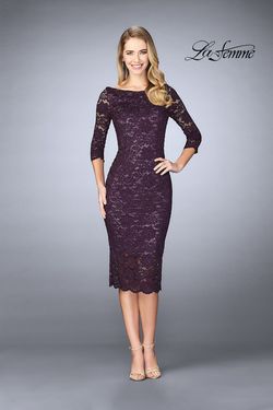 Style WENDY La Femme Purple Size 8 Lace Cocktail Military Fitted Straight Dress on Queenly