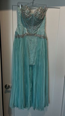 Sherri Hill Blue Size 10 Jewelled Pageant Sequin Straight Dress on Queenly