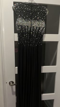 Jovani Black Tie Size 12 Wedding Guest Prom Straight Dress on Queenly