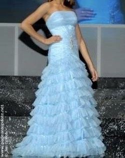 Jovani Blue Size 4 Prom Military Tulle Mermaid Dress on Queenly