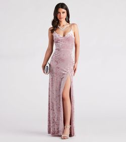 Style 05002-7390 Windsor Purple Size 8 Jersey Mermaid Side slit Dress on Queenly