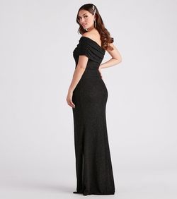 Style 05002-7149 Windsor Black Size 0 Tall Height Floor Length Mermaid Side slit Dress on Queenly