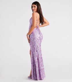 Style 05002-2948 Windsor Purple Size 8 Floor Length Tall Height Sequin Mermaid Dress on Queenly