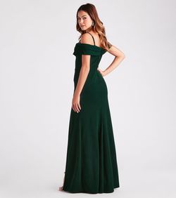 Style 05002-6963 Windsor Green Size 0 Floor Length Homecoming Side slit Dress on Queenly