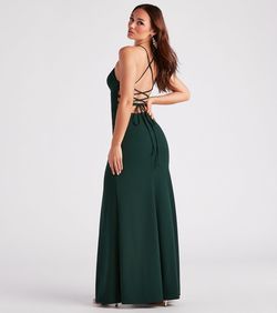 Style 05002-6958 Windsor Green Size 8 Padded Homecoming Side slit Dress on Queenly