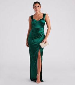 Style 05002-5426 Windsor Green Size 4 Tall Height Corset Mini Side slit Dress on Queenly