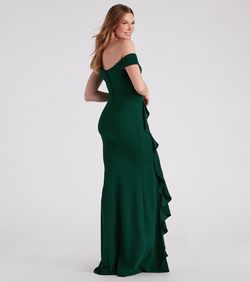 Style 05002-3619 Windsor Green Size 4 Tall Height A-line Side slit Dress on Queenly