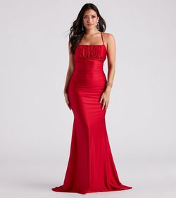 Style 05002-3033 Windsor Red Size 4 Padded Mermaid Dress on Queenly