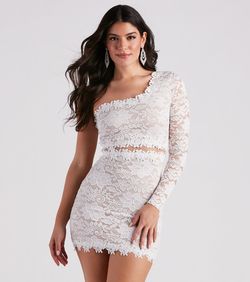 Style 05101-2031 Windsor White Size 0 Jersey Lace Cocktail Dress on Queenly