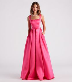 Style 05004-0168 Windsor Pink Size 14 Floor Length Padded Homecoming Straight Dress on Queenly