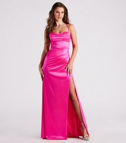 Style 05002-6950 Windsor Pink Size 4 Prom Mini Wedding Guest Side slit Dress on Queenly