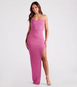 Style 05002-6991 Windsor Purple Size 8 Prom Mini Side slit Dress on Queenly