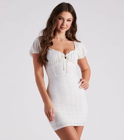 Style 05102-4978 Windsor White Size 0 Corset Jersey Lace Cocktail Dress on Queenly