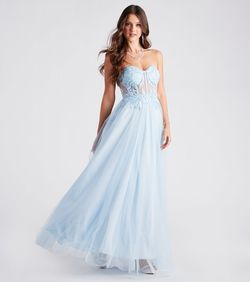 Style 05101-2003 Windsor Size M Prom Plunge Lace Light Blue