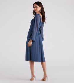 Style 05102-4954 Windsor Blue Size 8 Sweetheart Mini Sleeves Side slit Dress on Queenly