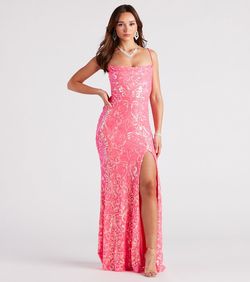 Style 05002-2974 Windsor Pink Size 0 Black Tie Sheer 05002-2974 Summer Prom Side slit Dress on Queenly
