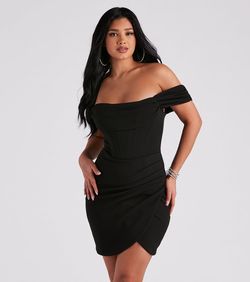 Style 05001-1308 Windsor Black Size 12 Corset Prom Mini Cocktail Dress on Queenly