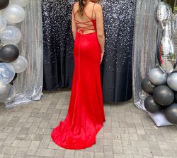 Promgirl Red Size 8 Floor Length Side slit Dress on Queenly
