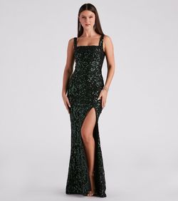 Style 05002-2864 Windsor Green Size 8 Prom Jewelled Floor Length Side slit Dress on Queenly