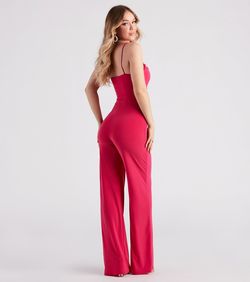 Style 06502-2309 Windsor Hot Pink Size 8 Spaghetti Strap Tall Height Jumpsuit Dress on Queenly
