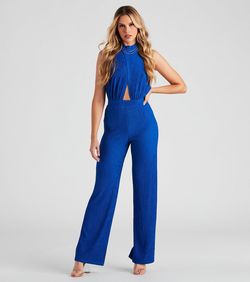Style 06502-1364 Windsor Blue Size 12 Keyhole Tall Height Cut Out Jumpsuit Dress on Queenly