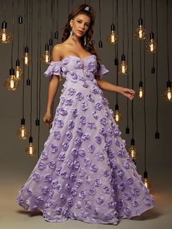 Style FSWD0554 Faeriesty Purple Size 4 Tall Height Polyester Straight Dress on Queenly